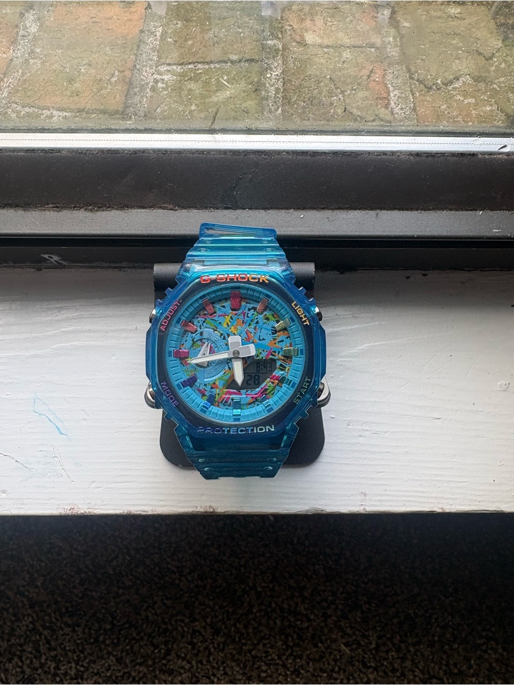 Casio Transparent Blue G-Shock Watch with Multicolor Dial